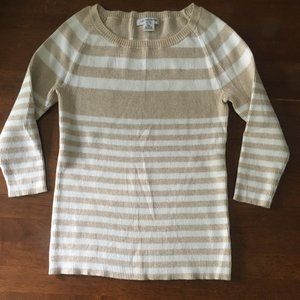 Liz Claiborne Petite Sweater Tan White MP